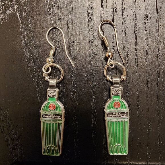 Green Bottle Hook Earrings - Picture 1 of 3